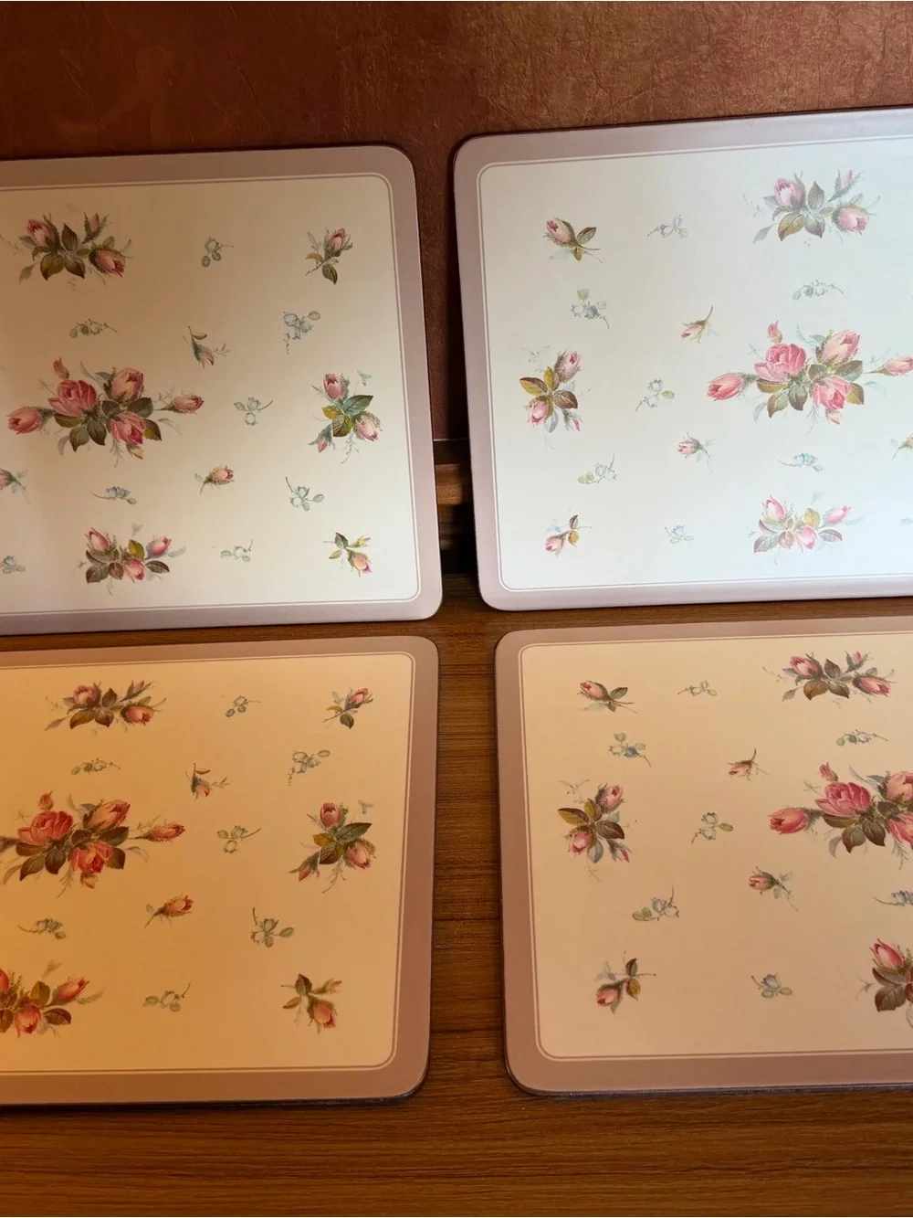 VTG Pimpernel Rosebud Placemats Set of 4 Cork Back Hardboard Pink English Rose